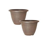 Yougarden Pair Of Brushed Butterscotch Round Laurel Planters Containers For Growing