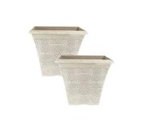 You Garden Pair of Square April Planters Beige