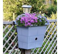 You Garden Yougarden 3-In-1 Fence Planter, Birdbox And Solar Light, Go Illuminest Light Grey, 6 Litre Planter