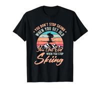 You Get Old When You Stop Skiing | Winter Sports | Skier Ski T-Shirt, Men, Black, Medium