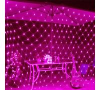YOU GLOW GIRL Solar Outdoor Net Lights,1.5 M x 1.5 M/4.9FT*4.9FT 100LEDs Mesh Fairy Lights with 8 Modes,Auto On/Off Net Lights for Bushes Shrubs Lawn Decoration (pink)