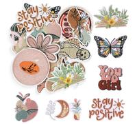 You Go Girl Iron On Patches - 14 Pack Boho Floral & Motivational Embroidered Patches for DIY, Customise Denim Jackets, Jeans, Backpacks, Hats | Inspirational Gifts for Women & Teens