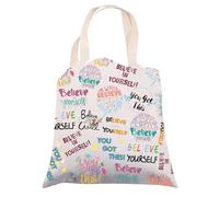 You Got This Inspirational Gifts Tote Bag for Women Girls Believe in Yourself Canvas Tote Bag Reusable Grocery Shopping Bags (You Got This Tote Bag)