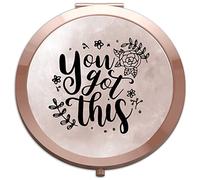 You got this inspirational sayings [INSP22] folding compact pocket mirror - rose gold round circle shape (with watercolour background)