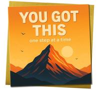 You Got This One Step at a Time Encouragement Greeting Card - Motivational Mountain Design - 145mm x 145mm, Includes Gold Envelope
