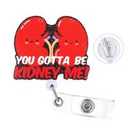 You Gotta Be Kidney Me Badge Reel with Swivel Alligator Clip ID Badge Holder Funny Glitter Badge Reel Retractable Clip for RN LPN CNA Nurse Doctor Assistant Medical Staff