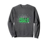 You Had Me At Hello World - Retro Coder Tech Sweatshirt, Adult Unisex, Dark Heather Grey, S