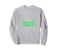You Had Me At Hello World - Retro Coder Tech Sweatshirt, Adult Unisex, Heather Grey, M