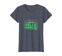 You Had Me at Hello World - Retro Coder Tech T-Shirt, Women, Heather Blue, S
