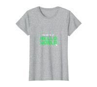 You Had Me at Hello World - Retro Coder Tech T-Shirt, Women, Heather Grey, S