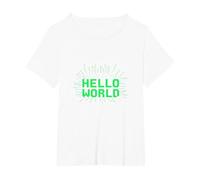 You Had Me at Hello World - Retro Coder Tech T-Shirt, Women's Plus, White, 2X