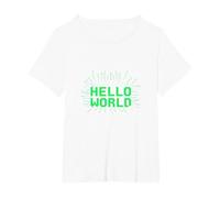 You Had Me at Hello World - Retro Coder Tech T-Shirt, Women's Plus, White, 3X