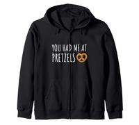 You Had Me At Pretzels Funny Pretzel Lover Snack Food Zip Hoodie