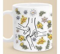 You Hold Our Hands Also Our Hearts, Mothers Day Gifts for Mom, Grandma, Personalized 2D Mom Coffee Mug Mothers Day Birthday Gifts from Daughters Sons, Best Mom Ever Gifts, Mom Ceramic Cup