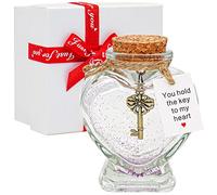 You Hold the Key to My Heart - Decorative Bottle Gift for Girlfriend or Boyfriend Valentine's Day Christmas Anniversary Jar Gift for Woman or Husband (Heart Shaped Glass Bottle)