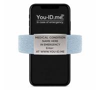 You ID Me Medical ID Bracelet, with Stretch Strap, Emergency Medical Alert Band. Custom Personalised Engraved with Name, Condition Phone Alert System (Grey)