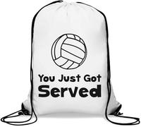 You Just Got Served Volleyball Graphic Gym Sack Casual Drawstring Bag White