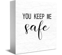 You Keep Me Safe New Home Decor Rustic Gift Ideas Wood Sign Desk Shelf Farmhouse Room Decorations 5 × 5 Inch