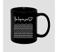 You Keep Me Sane, Inspirational Hidden Art, Encouragement Gift, Positive Vibes, Full Coloured Frosted Coffee Mug. (Black)