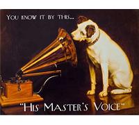 You know it by this his master's voice cute dog retro shabby chic vintage style picture metal wall plaque sign (200mm x 150mm)
