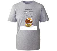 You Know It’s Almost Christmas T-Shirt, Humorous Easter Eggs in Shops Holiday Joke Graphic, Festive Xmas 2025 Unisex Gift Tee Top (Heather Grey, M)