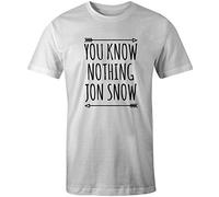 You Know Nothing Jon Snow Mens T Shirt Game of Thrones Top Tee, L, White