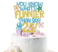 You Know What's Like Funnier Than 24? 25! Cake Topper, Summer 25th Birthday Cake Decor, Cheers to 25 Years, Yellow Sponge 25th Birthday Party Decorations
