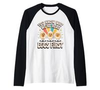 You Know Why We're Here Eggs First Deviled Egg Raglan Baseball Tee