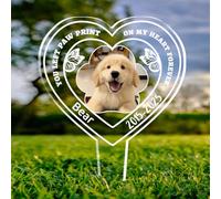 You Left Paw Print On My Heart Forever Customized Acrylic Yard Sign To Loss Of Pets Personalized Outdoors Yard Sympathy Decor With Pet's Photo For Loss Of Pet Custom Memorial Decorations Cemetery