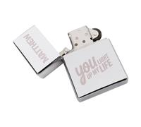 You Light up my Life Design Personalised with Name Classic Petrol Lighter, Chrome Finish, Presented in a Box