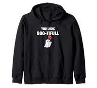 You Look Boo-tiful Halloween Illustration Graphic Designs Zip Hoodie