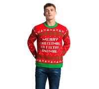 YOU LOOK UGLY TODAY Unisex Men s Ugly Christmas Jumper Funny Santa Reindeer Elf Xmas Sweater Top - Ho Ho Home Alone Red L