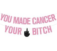 You Made Cancer You Banner, Rude/Funny Bunting Sign for Cancer Survivor, Straight Outta Chemo, Chemo Finito, Cancer Free Party Decorations Supplies