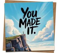 You Made It Congratulations Greeting Card - 145mm x 145mm Square - Graduation, New Job, Achievement - Blank Inside - Includes Kraft Envelope