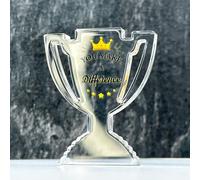 You Make a Difference Clear Acrylic Trophy - Trophy Cup, Achievement & Recognition Gift, Table Top Award