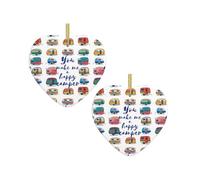 You Make Me Happy Camper Trailer Christmas Tree Ceramic Hanging Bauble Personalised Xmas Baubles Cute Christmas Ornaments Gifts For Kids Family Friends