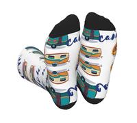 You Make Me Happy Camper Trailer Contrast Color Crew Socks For Men Women, Stylish Mid Calf Sports Socks, Breathable Casual Fit
