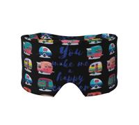 You Make Me Happy Camper Trailer Print Sleep Eye Mask with Earmuffs Soft Pressureless Cooling Blackout Eye Covers for Sleeping,Keeps Warm, Shading, Comfortable Aid Strap