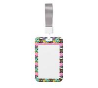 You Make Me Happy Camper Trailer Printed Id Card Badge Holder with Neck Strap Waterproof Name Card Holder Plastic Vertical Sleeve Pocket