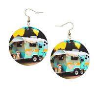 You Make Me Happy Camper Trendy Leather Earrings For Women Dangle 1 Pair Lightweight Printed Piercing Earrings Jewelry Gifts For Women Girls