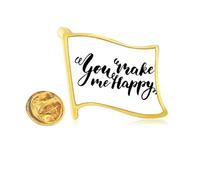 You Make Me Happy Quote Style Golden Metal Flag Lapel Pin Badge