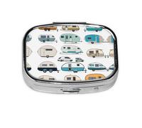 You Make Me Happy Trailer Print Pill Box 2 Compartment Medicine Pill Case,Portable for Pocket Or Purse Pill Box Decorative Metal Medicine Organizer