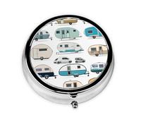 You Make Me Happy Trailer Print Pill Box, Round Pill Organizer, 3 Compartment Small Pill Case for Purse & Pocket, Portable Medicine Box, Travel Pill Case