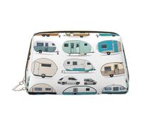 You Make Me Happy Trailer Print Women Travel Cosmetic Bag Organizer Zipper Makeup Bags Pouch Toiletry,Lightweight Leather Makeup Bag