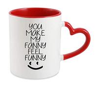 You Make My Fanny Feel Funny 11oz Ceramic Heart Shaped red Handle Mug Funny Rude Valentines Day