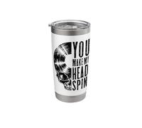 You Make My Head Spin Vintage Record Collector Gothic Skull Stainless Steel Insulated Tumbler