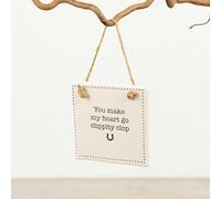 "You Make My Heart Go Clippity Clop" Porcelain Sign, 9cm