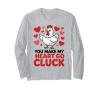You Make My Heart Go Cluck Funny Chicken Valentine Long Sleeve T-Shirt