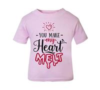 You Make My Heart melt [Style Two] (Romantic Quotes for Couples, Anniversary) Short Sleeve Cotton Toddler t Shirt, 3-4 Years, Pastel Pink