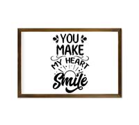 You Make My Heart Smile Framed Wood Sign Wall Plaque 12x8in Wooden Wall Sign with Quotes,Vintage Family Sign Housewarming Gifts Farmhouse Bedroom Living Room Home Decor